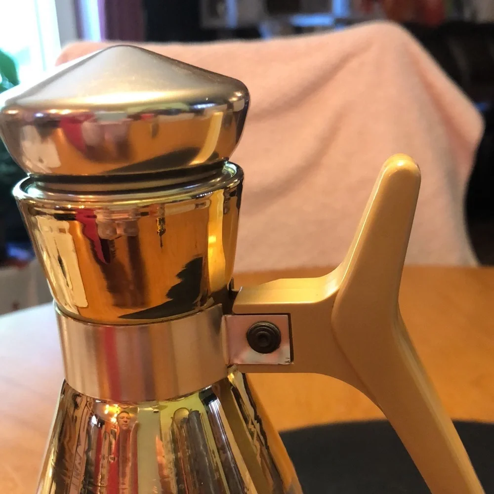 1960s Mid Century Modern Hot/Cold Coffee Tea Carafe With 22 Karat Gold Accents